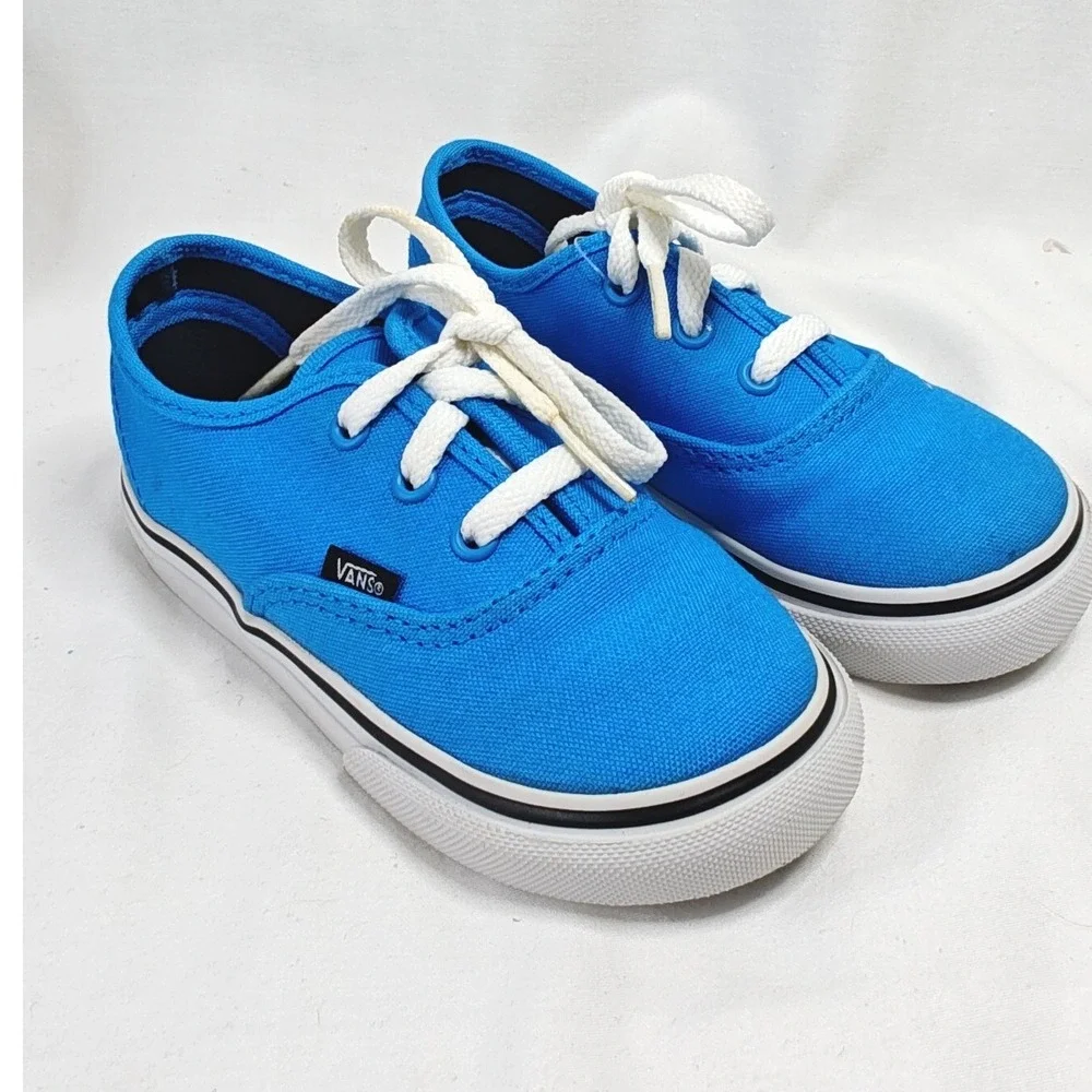 Vans Authentic Malibu Blue Black Canvas Low Top Sneakers 7.5 Toddler New